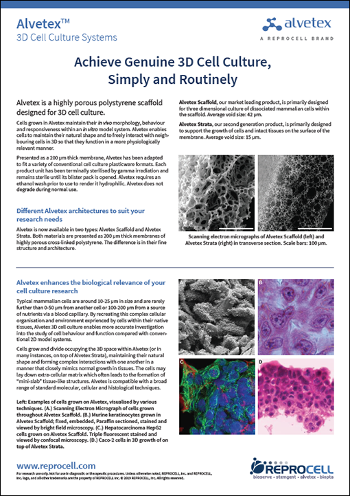 Alvetex™ 3D细胞培养系统
