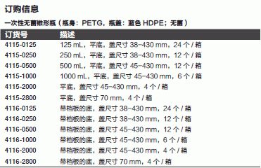 Nalgene 一次性无菌锥形瓶 2800ml容量4115-2800