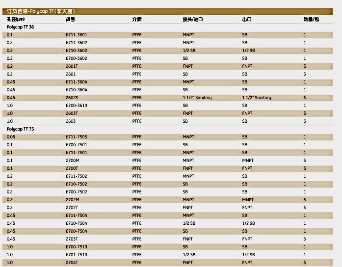 英国Whatman6710-7502Polycap TF囊式过滤器POLYCAP 75 0.2 PTFE 1/PK B/B