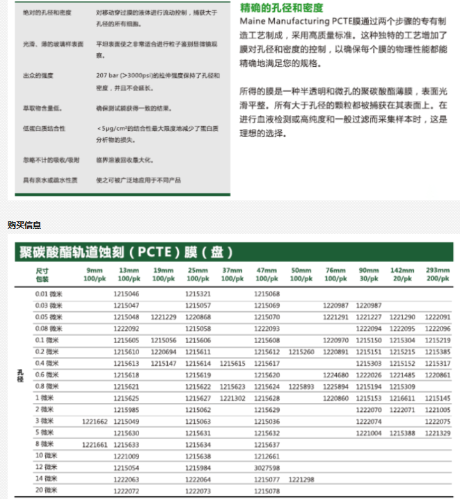 1215606-意大利GVS PCTE膜 聚碳酸酯轨道蚀刻膜