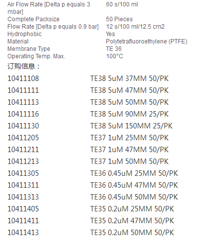 10411305-沃特曼PTFE滤膜 聚四氟乙烯膜 0.45um孔径