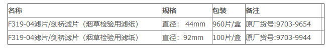 97039654-WHATMAN F319-04剑桥滤片烟草滤纸