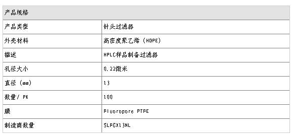 SLFGX13NL-Millipore针头式过滤器PTFE材质滤器