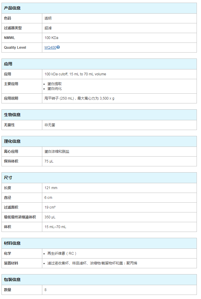 UFC710008-密理博Centricon Plus-70超滤离心管