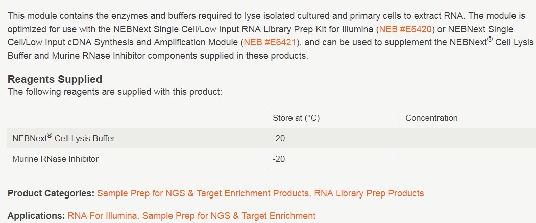 NEBNext® Single Cell Lysis Module            货   号                  #E5530S