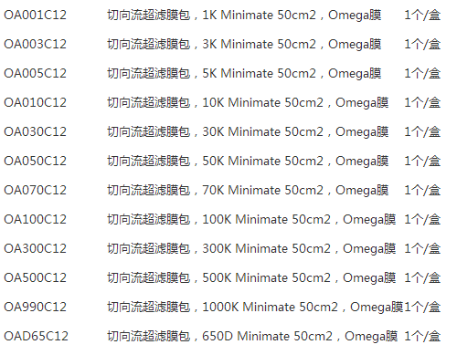 颇尔3K Minimate 切向流超滤膜包 即插即用OA003C12