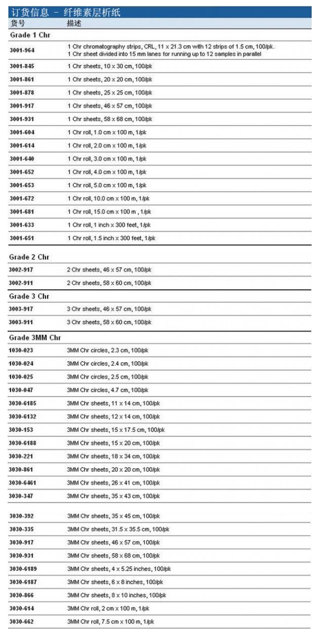 沃特曼GR 3MM纤维素层析纸1030-024